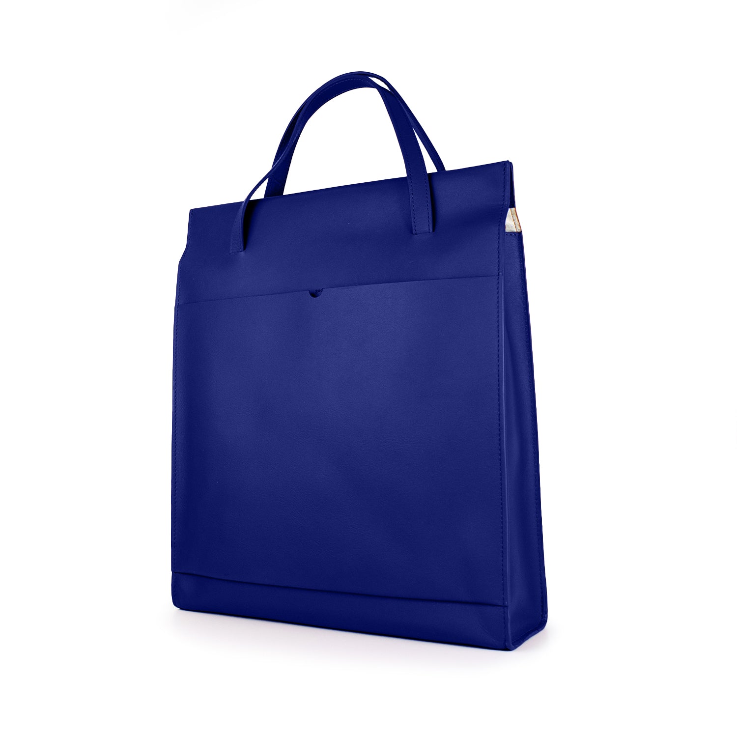 Full Grain Adjustable Leather Tote Bag in Navy Blue godi