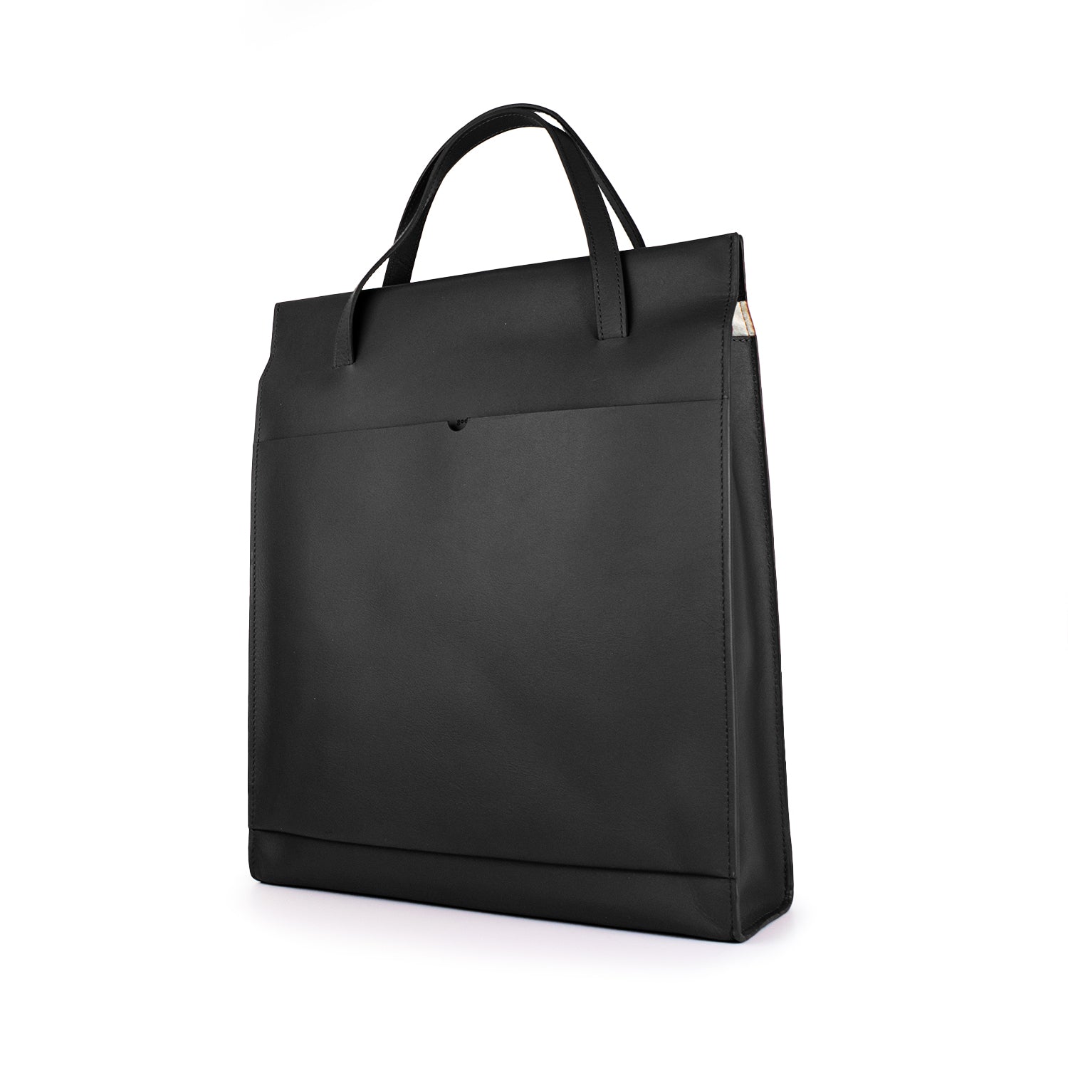 Full Grain Adjustable Leather Tote Bag in Black godi