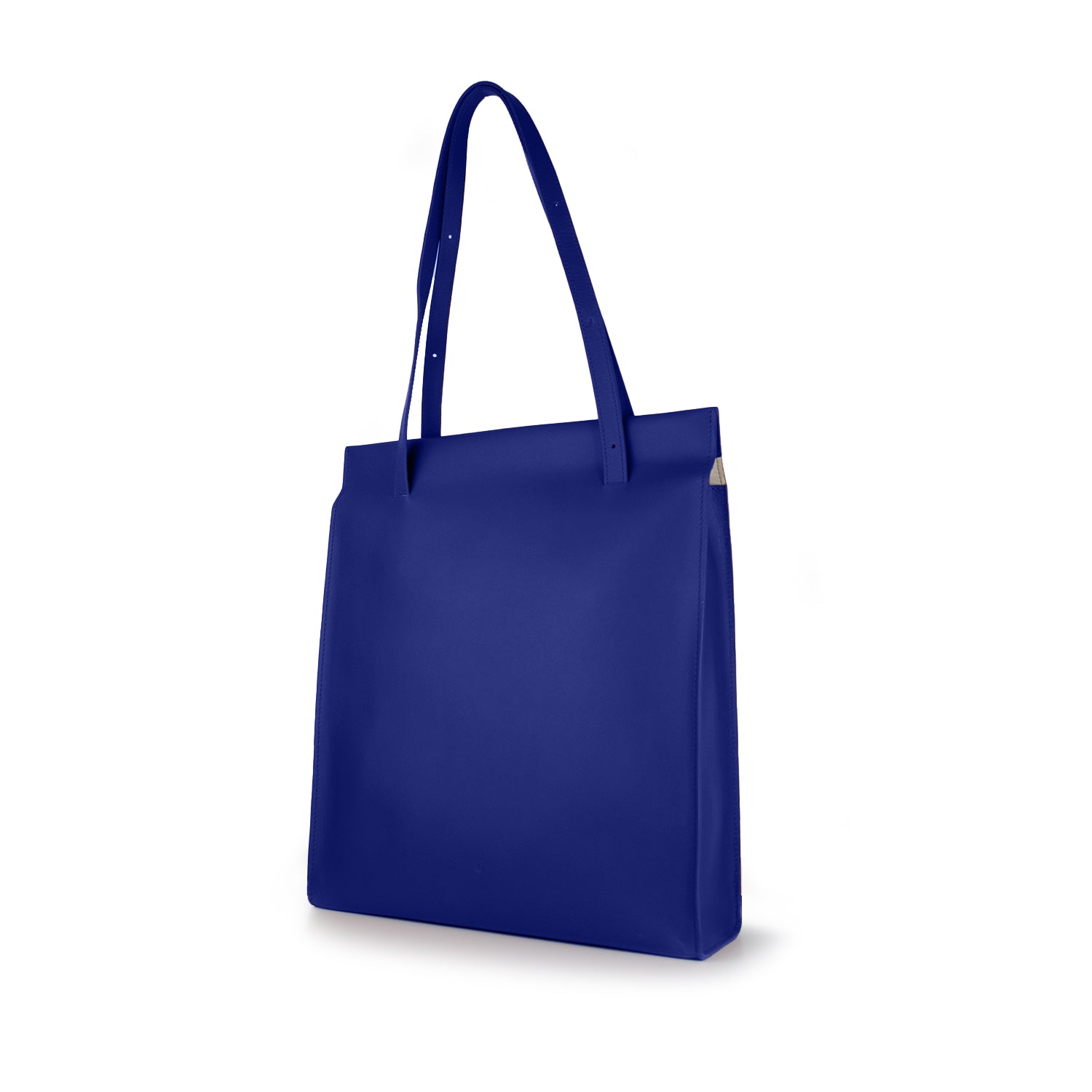 Full Grain Adjustable Leather Tote Bag in Cobalt Blue godi